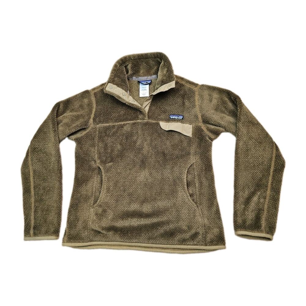 Patagonia Womens Re Tool Fuzzy Snap T Fleece Pullover Size Small Golden Brown